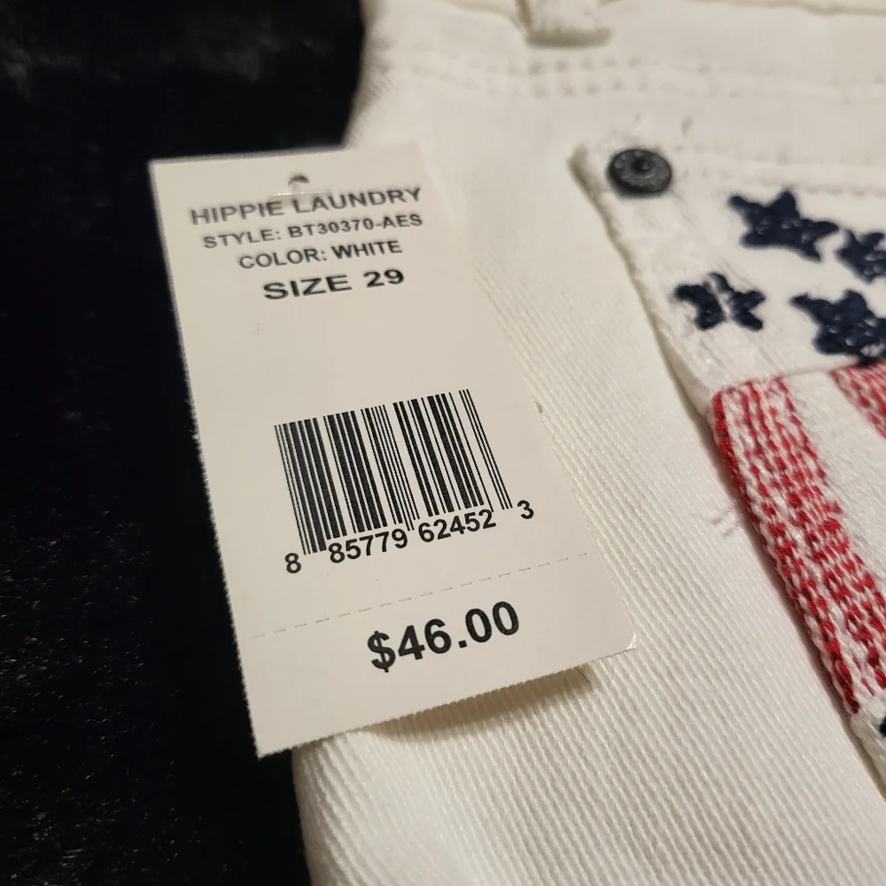 Hippie Laundry White Booty Shortie Shorts Americana American Flag 29 Patriotic